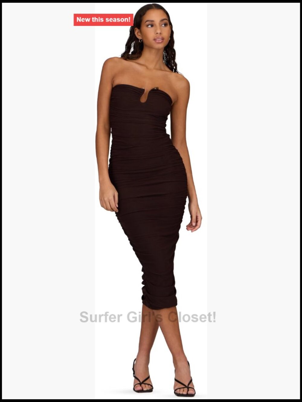 Forever 21 Strapless Maxi Dress Side Ruching High Stretch Bodycon